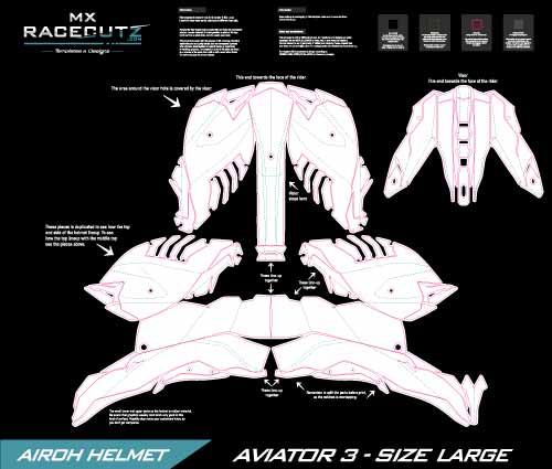 AIROH AVIATOR 3 - SIZE LARGE TEMPLATE