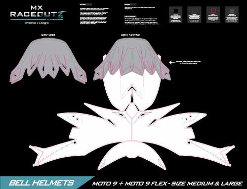 BELL MOTO 9 + FLEX - SIZE MEDIUM & LARGE TEMPLATE