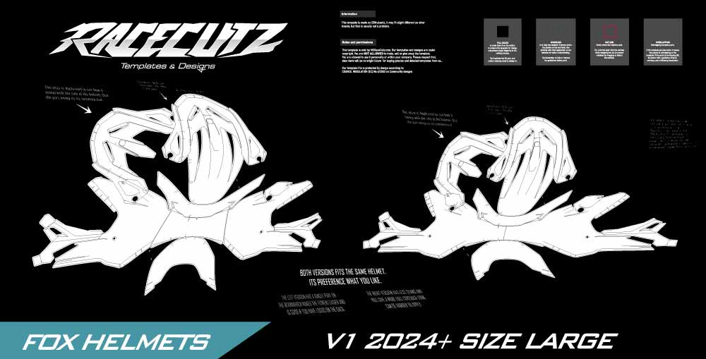 FOX V1 2024+ SIZE LARGE TEMPLATE