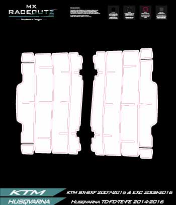 KTM SX-SXF 2007-2015 & EXC 2008-2016 & Husqvarna TC-FC-TE-FE 2014-2016 RADIATOR GUARDS TEMPLATE