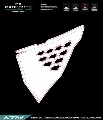 KTM SX-SXF 2019-2022 & EXC 2020-2023 VENTET AIR FILTER COVER TEMPLATE