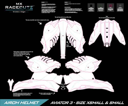 AIROH AVIATOR 3 - SIZE XSMALL & SMALL TEMPLATE