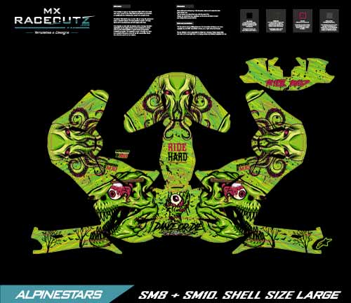 ALPINESTARS SM8+10 - BRAIN DEAD GREEN DESIGN LARGE