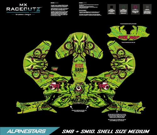 ALPINESTARS SM8+10 - BRAIN DEAD GREEN DESIGN MEDIUM