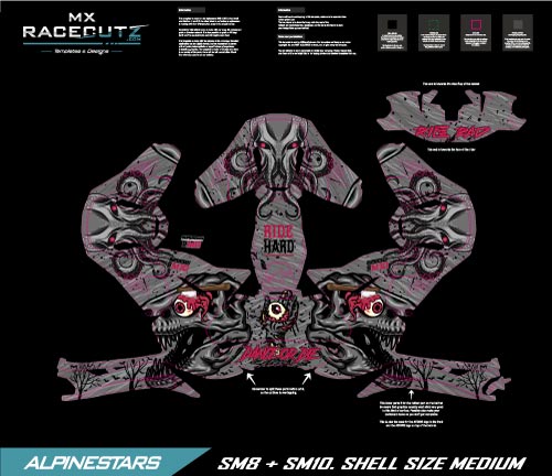 ALPINESTARS SM8+10 - BRAIN DEAD GREY DESIGN - SIZE MEDIUM