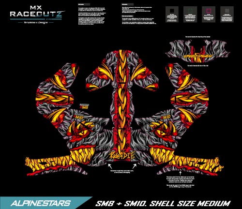 ALPINESTARS SM8+10 - DEMON FUR RED DESIGN - SIZE MEDIUM