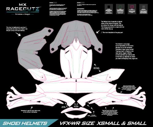 SHOEI VFX-WR - SIZE XSMALL & SMALL TEMPLATE