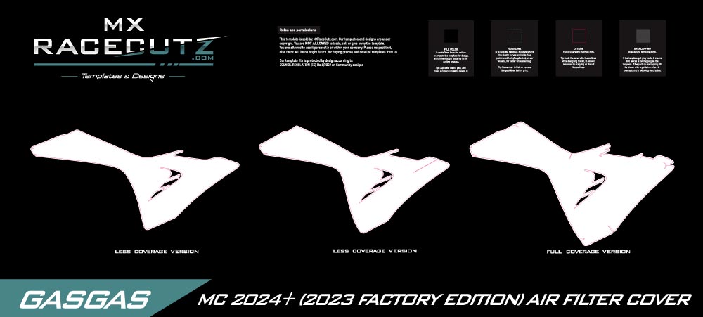 GASGAS MC 2024+ (2023 FACTORY EDITION) AIR FILTER COVER TEMPLATE