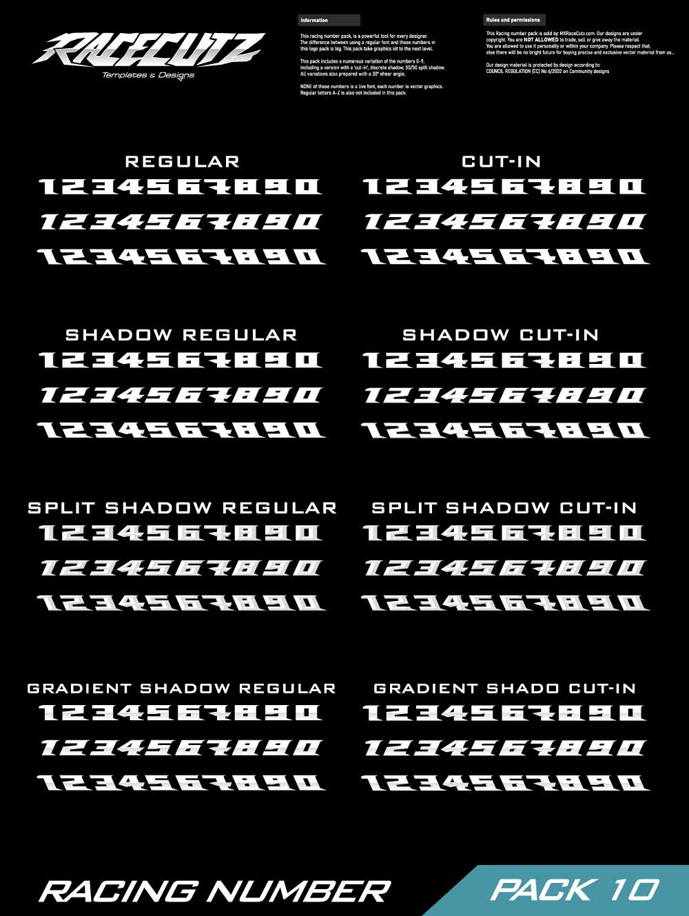 RACING NUMBER PACK 10